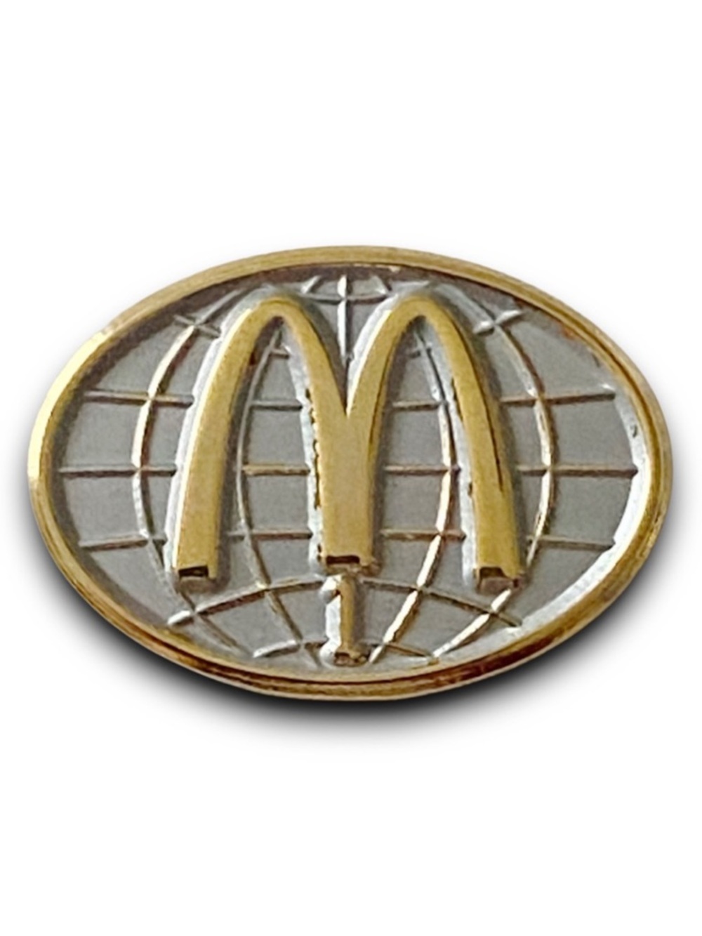 McDonald’s Pin 1 Year Service Anniversary Award Gold & Silver Globe Lapel PIn